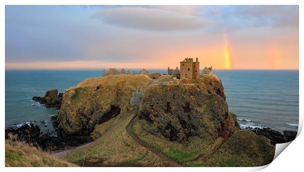 Dunnottar Castle Sunset Rainbow Print by Grant Glendinning