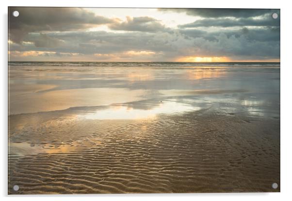 Westward Ho sunset beach Acrylic by Tony Twyman