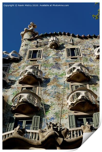 Casa Mila (La Pedrera), Barcelona, Spain  Print by Navin Mistry