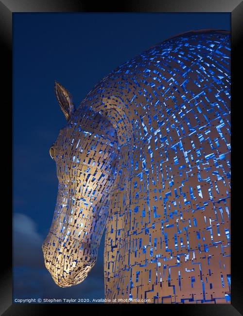 The Kelpies at night Framed Print by Stephen Taylor