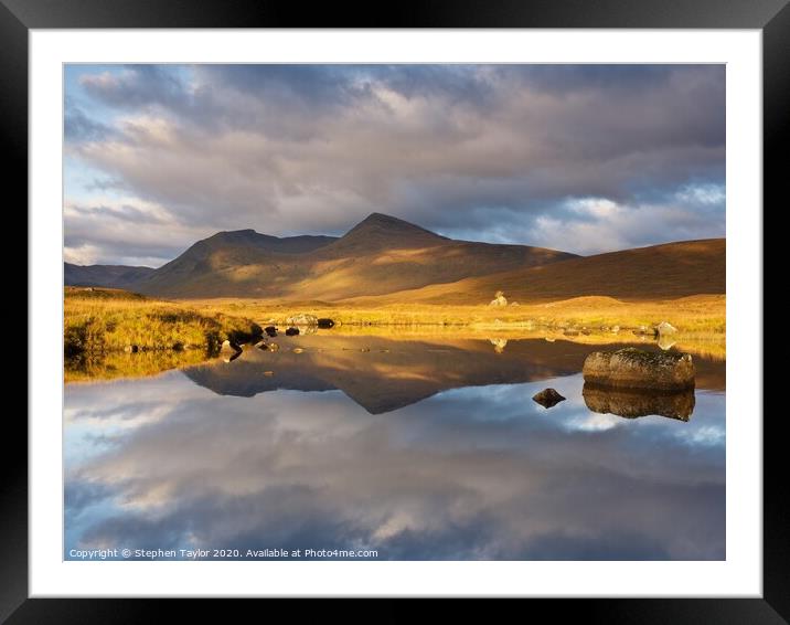 Autumn Sunrise on Lochan na Stainge Framed Mounted Print by Stephen Taylor