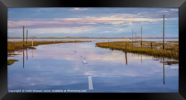 Causeway to Holy Island at Sunset Framed Print by Heidi Stewart
