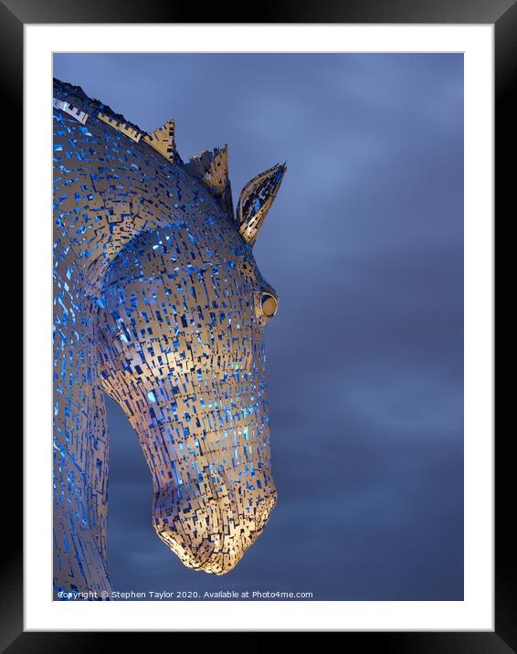 The Kelpies at dawn Framed Mounted Print by Stephen Taylor