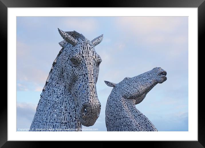 The Kelpies at dawn Framed Mounted Print by Stephen Taylor