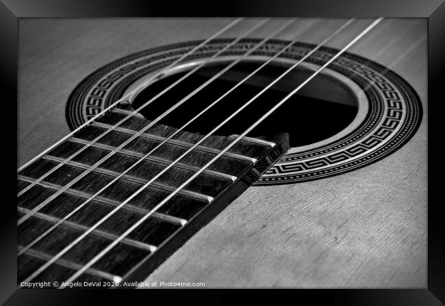 Classic Guitar in Monochrome Framed Print by Angelo DeVal
