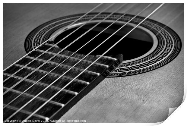Classic Guitar in Monochrome Print by Angelo DeVal