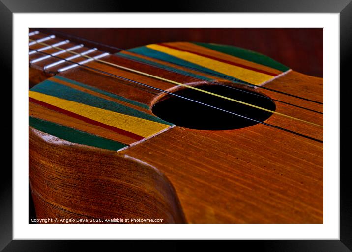 Cuatro Guitar Framed Mounted Print by Angelo DeVal