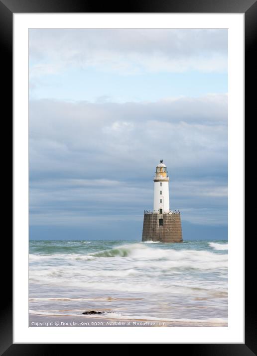 Rattray Head Lighthouse, right, Peterhead Framed Mounted Print by Douglas Kerr