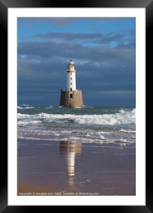 Rattray Head Lighthouse, reflection in sand. Framed Mounted Print by Douglas Kerr