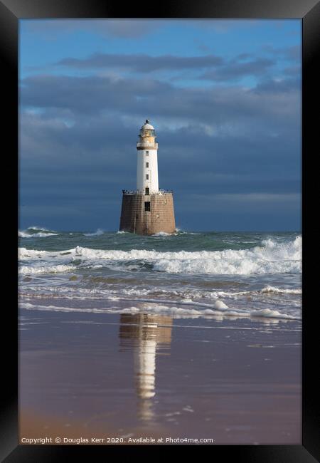 Rattray Head Lighthouse, reflection in sand. Framed Print by Douglas Kerr