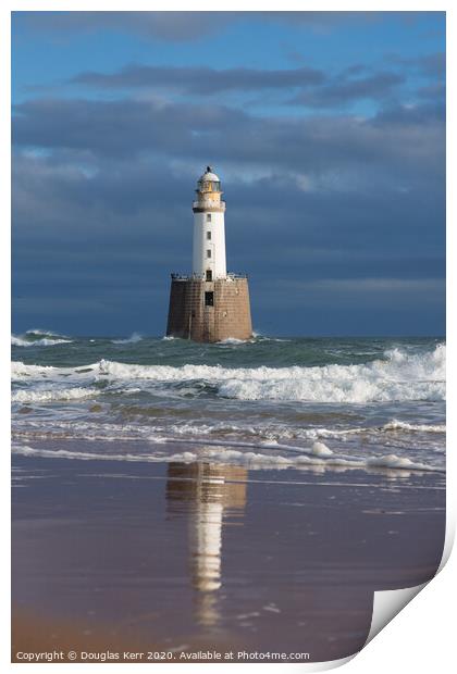 Rattray Head Lighthouse, reflection in sand. Print by Douglas Kerr