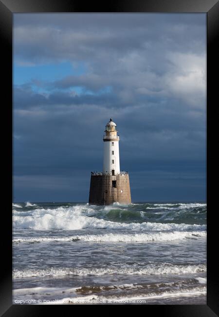 Rattray Head Lighthouse, rough waves, Peterhead Framed Print by Douglas Kerr