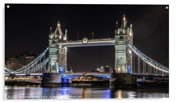 Tower Bridge at Night - London, United Kingdom.  Acrylic by Adrian Rowley