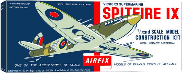 Airfix Supermarine Spitfire (licensed by Hornby) Canvas Print by Phillip Rhodes