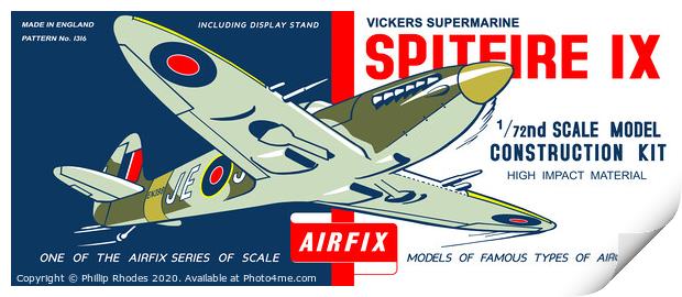 Airfix Supermarine Spitfire (licensed by Hornby) Print by Phillip Rhodes