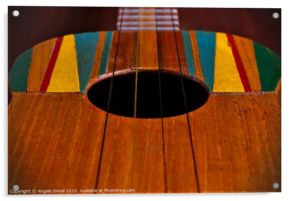 Cuatro Guitar Strings Acrylic by Angelo DeVal