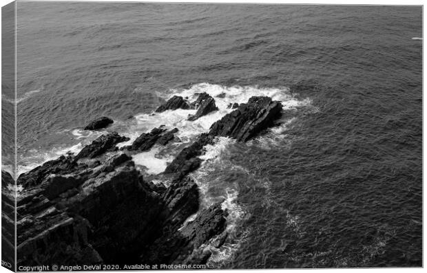 Rocks and Waves in Cape Sardao with Monochrome Canvas Print by Angelo DeVal