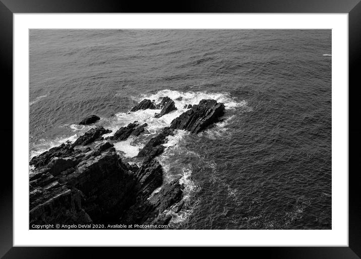 Rocks and Waves in Cape Sardao with Monochrome Framed Mounted Print by Angelo DeVal