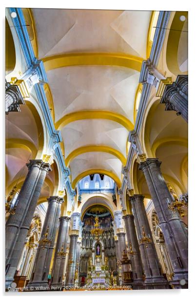 Basilica Altar La Compania Church Puebla Mexico Acrylic by William Perry