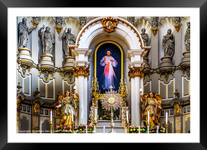 Monstrance Jesus Painting La Compania Church Puebla Mexico Framed Mounted Print by William Perry