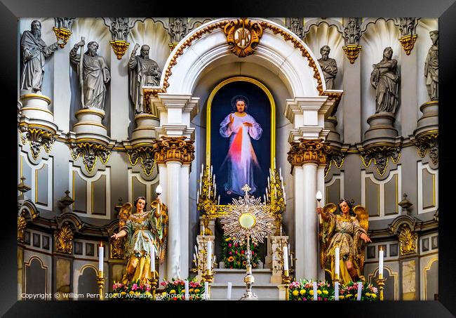 Monstrance Jesus Painting La Compania Church Puebla Mexico Framed Print by William Perry