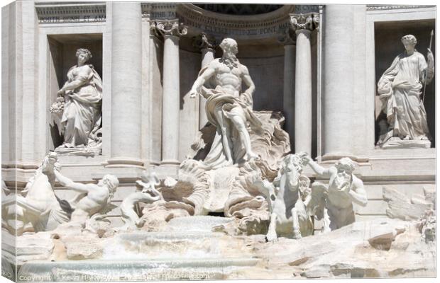 Close up of the sculptures in the Fountain of Trevi, Rome, Lazio, Italy Canvas Print by Kevin Hellon