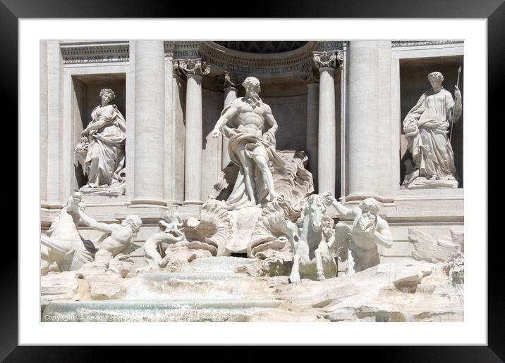 Close up of the sculptures in the Fountain of Trevi, Rome, Lazio, Italy Framed Mounted Print by Kevin Hellon