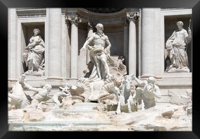 Close up of the sculptures in the Fountain of Trevi, Rome, Lazio, Italy Framed Print by Kevin Hellon