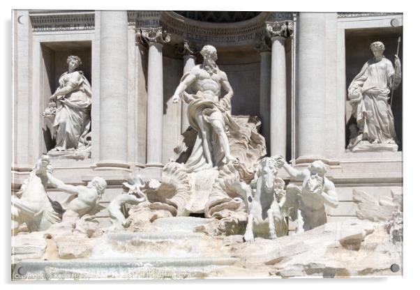 Close up of the sculptures in the Fountain of Trevi, Rome, Lazio, Italy Acrylic by Kevin Hellon
