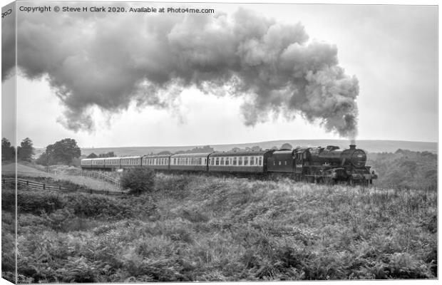Black 5 on a misty day - Black and White Canvas Print by Steve H Clark