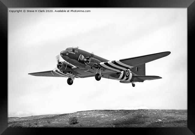 Douglas C-47 Dakota - Black and White Framed Print by Steve H Clark