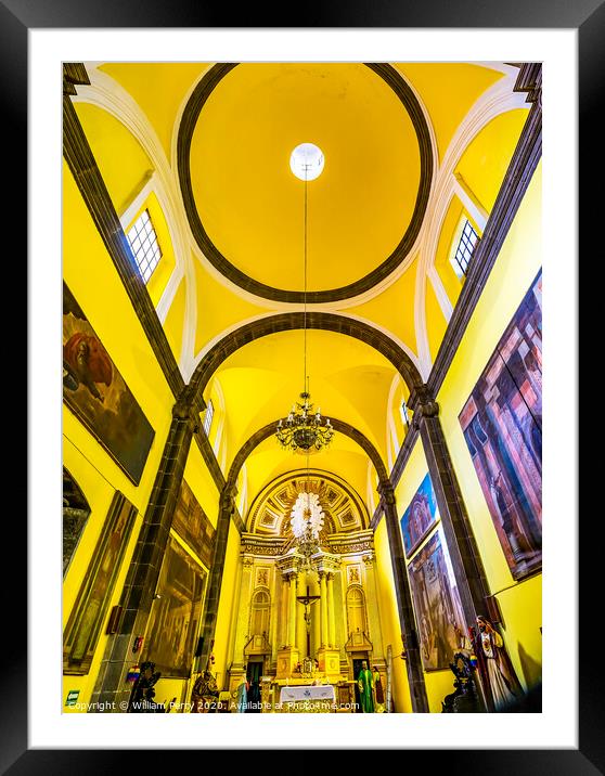 Basilica Altar Dome San Cristobal Church Puebla Mexico Framed Mounted Print by William Perry