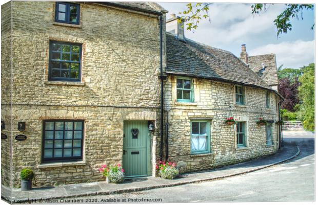 Pretty Cottages of Northleach Canvas Print by Alison Chambers