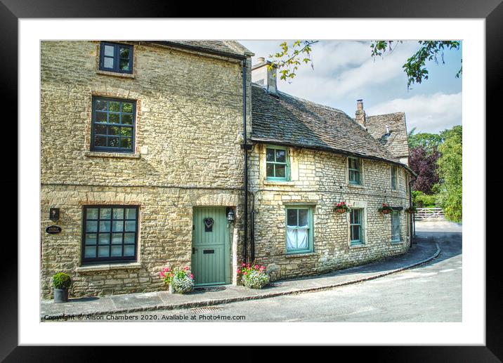 Pretty Cottages of Northleach Framed Mounted Print by Alison Chambers