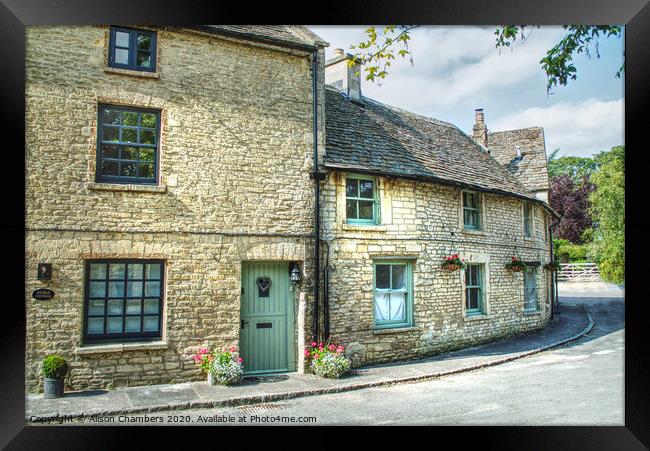 Pretty Cottages of Northleach Framed Print by Alison Chambers