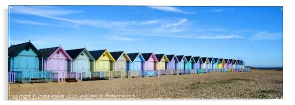 Mersea Beach Huts Essex Panoramic Acrylic by Diana Mower