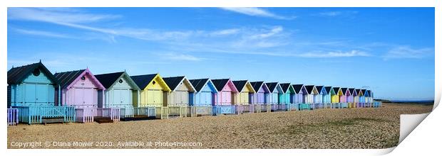 Mersea Beach Huts Essex Panoramic Print by Diana Mower
