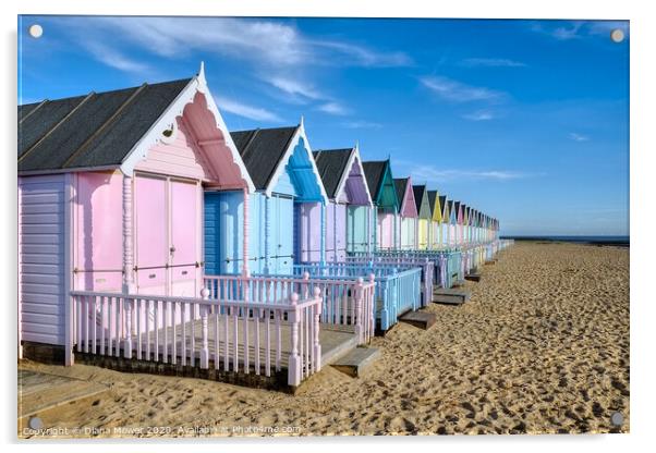West Mersea Beach Huts Essex Acrylic by Diana Mower