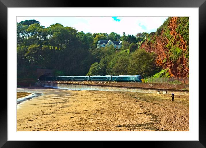 Train Heading to Dawlish from Teignmouth Framed Mounted Print by Jeremy Hayden