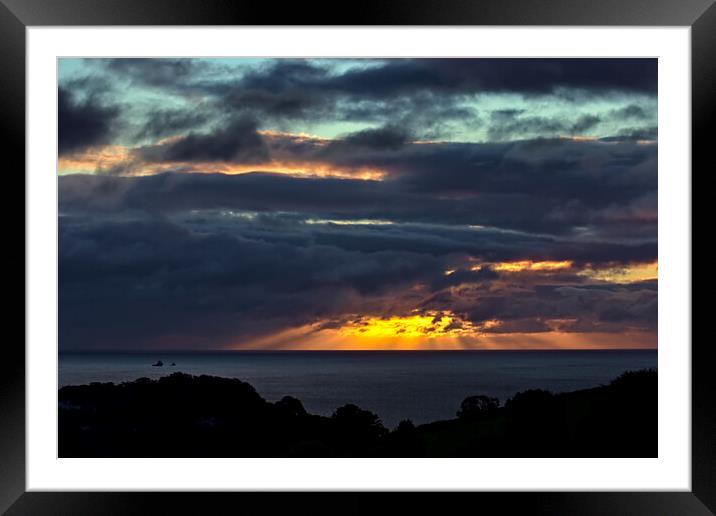Teignmouth Sunrise and Cloud Reflections Framed Mounted Print by Jeremy Hayden