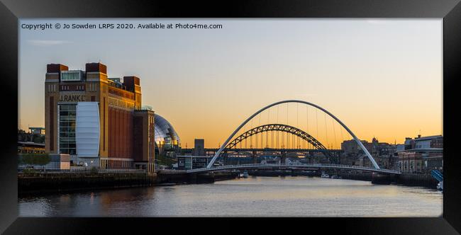 Sunset  on Newcastle Quayside Tyne Framed Print by Jo Sowden