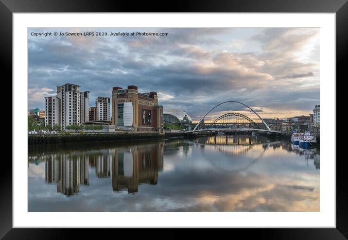 Newcastle Quayside reflections Framed Mounted Print by Jo Sowden