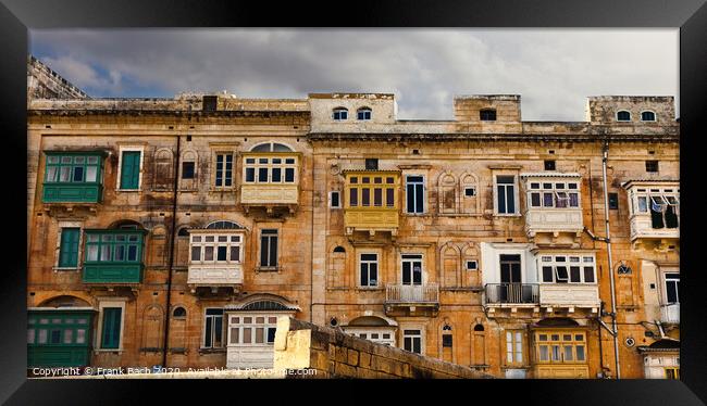 Typical Maltese building with balconies Framed Print by Frank Bach
