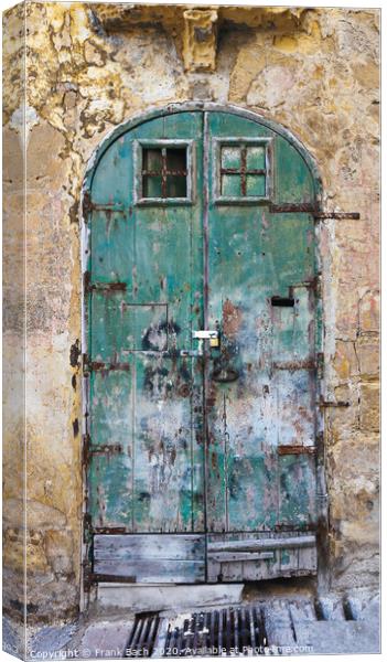 Old green fringed door Canvas Print by Frank Bach