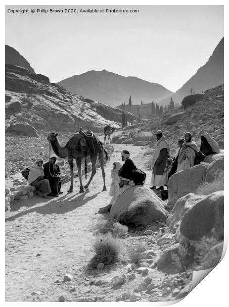 100 Year old Egyptian Photo - Bedouins in Desert. Print by Philip Brown
