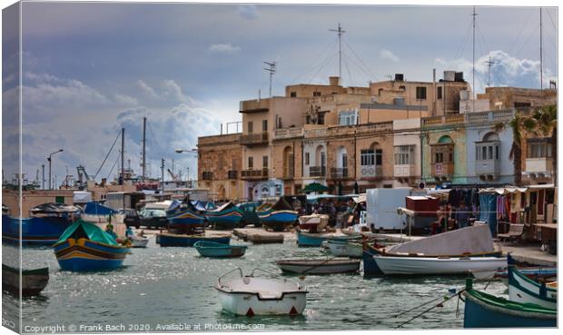 Harbour of Marsaxlokk, Malta Canvas Print by Frank Bach