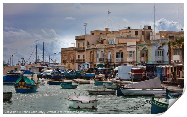 Harbour of Marsaxlokk, Malta Print by Frank Bach