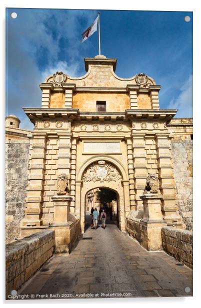 Main entrance to walled city of Mdina, Malta Acrylic by Frank Bach