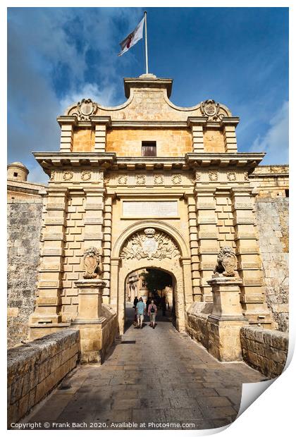 Main entrance to walled city of Mdina, Malta Print by Frank Bach