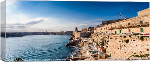Harbor of Valetta with Bell Tower Memorial, Malta Canvas Print by Frank Bach